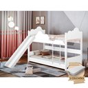 Ver imagem 1 de Beliche Solteiro Montessoriana Erika Nuvem com Escorregador e Colchões - Branca - Branco