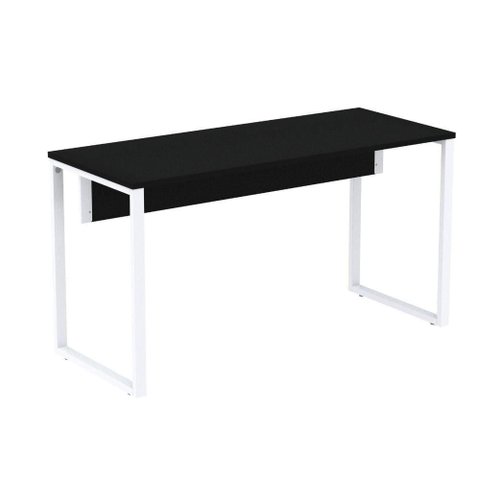 Mesa Escritório P25 Tub Pandin 170 Cm (larg) X 70 Cm (prof) Tampo Mdp Preto Pé Aço Tubular Branco