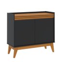 Ver imagem 5 de Buffet Aparador Ripado 2 Portas com Pés de Mdf Bahamas 92cm - Via Nossa - Preto e Cedro