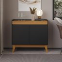 Ver imagem 7 de Buffet Aparador Ripado 2 Portas com Pés de Mdf Bahamas 92cm - Via Nossa - Preto e Cedro