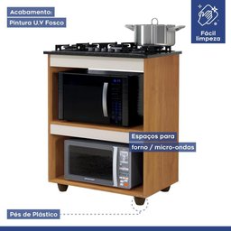 Balcão para Cooktop 4 Bocas Turim Nature e Off - 5