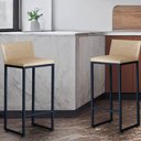Ver imagem 3 de Banqueta Alta Luxo Dani com Encosto - Base Metal Preto:bege