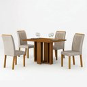 Ver imagem 3 de Conjunto Sala de Jantar Mesa Amanda 4 Cadeiras 120cm Miami Yescasa Marrom/Cinamomo/Palha