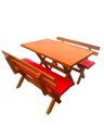 Ver imagem 6 de Mesa para Área Externa com 2 Bancos com Encosto Estofado Vermelho 120x80cm Kit Churrasco Mel