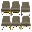 Ver imagem 1 de Kit 06 Cadeiras para Sala de Jantar Ana Base de Ferro Suede Marrom Rato - D'classe Decor