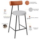 Ver imagem 4 de Kit 03 Banquetas Baixa Cozinha Sala Jantar Bancada Milão L02 Couríssimo Camel Linho Cinza - lyam dec