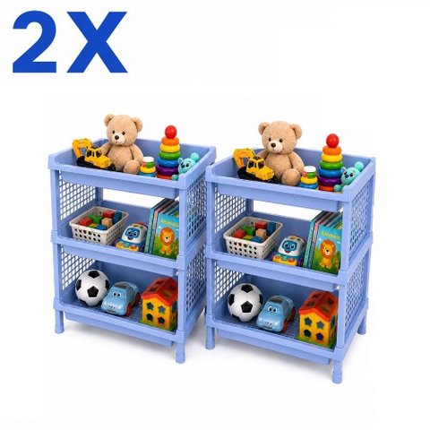 Kit 2 Prateleiras Organizadoras 3 Niveis Plasticas Multiuso Cozinha Armario Bancada Frutas Alimentos