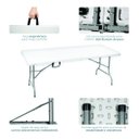 Ver imagem 3 de Mesa Dobrável Portátil Maleta Com Alça 1,80m Branca MaxChief