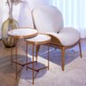 Conjunto Mesa Lateral Aqua Marmore Branco Cobre Redonda - 2
