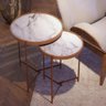 Conjunto Mesa Lateral Aqua Marmore Branco Cobre Redonda - 3