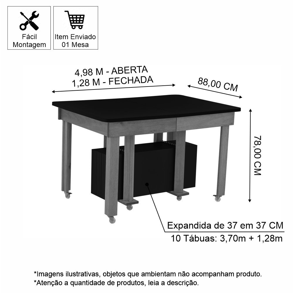 Mesa de Jantar Extensível até 5 Metros em Madeira com Rodízio Paris Branco - Straub Web - 5