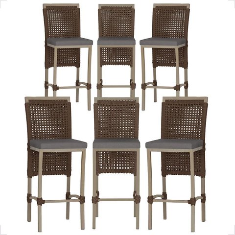 6 Banqueta em Alumínio Roma Fendi Corda Náutica Tecido 11