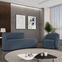 Ver imagem 2 de Sofá 2 Lugares Orgânico 140cm Morgan e Poltrona Lua Suede Azul M D03 - D’Rossi