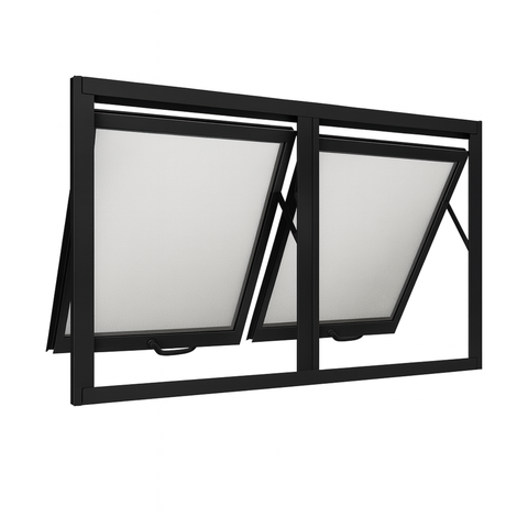 Janela Maxim Ar 2 Seções Aluminio Preto Linha 25 - 60x120