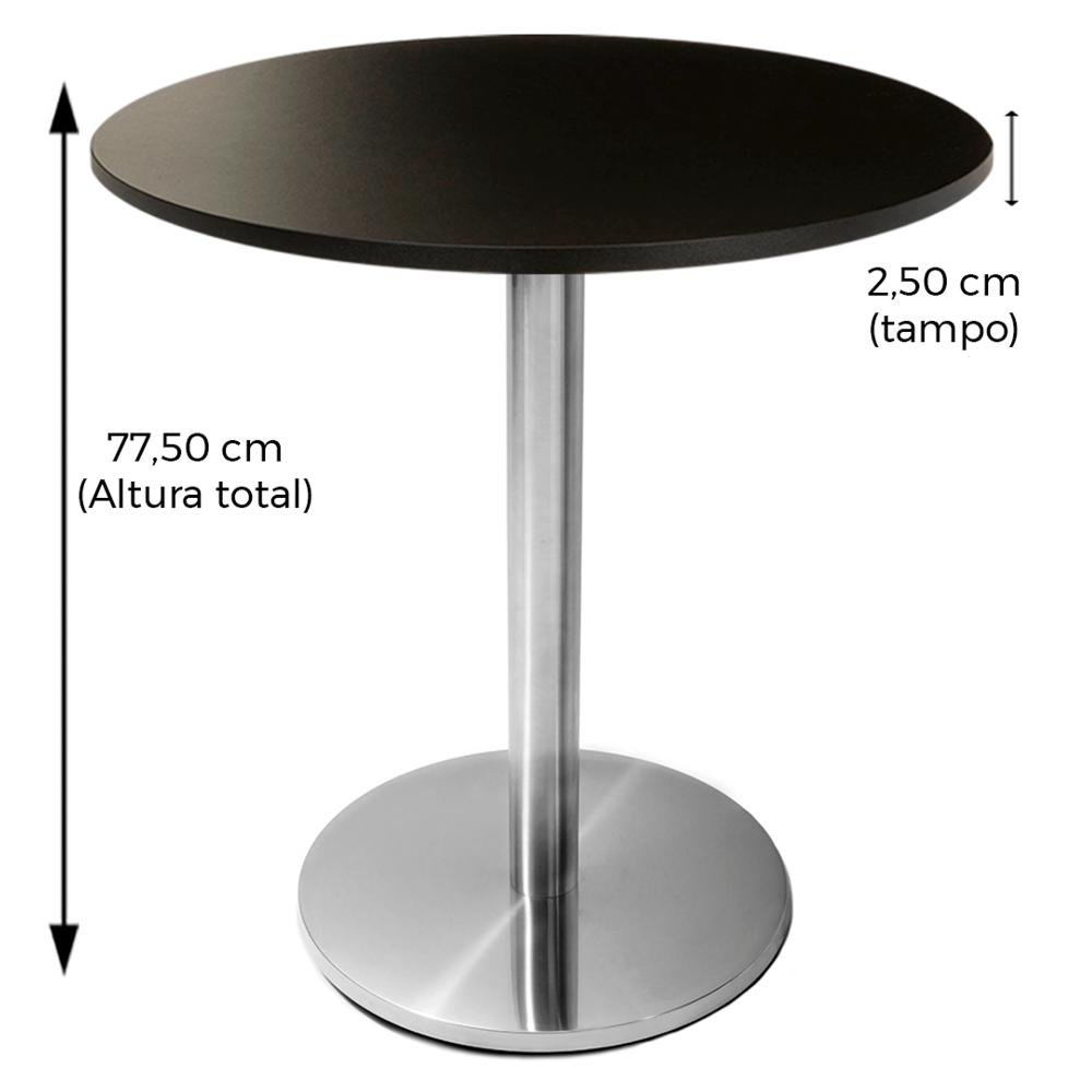 Mesa Beta em Inox 75 cm (Altura) com Tampo em MDP Redondo 70 cm Preto - 7