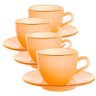 Jogo de Xícaras para Café Matte Salmão com Borda Dourada em Cristal com Pires 85ml - 8 Peças - 1