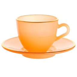 Jogo de Xícaras para Café Matte Salmão com Borda Dourada em Cristal com Pires 85ml - 8 Peças - 2