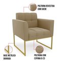 Ver imagem 5 de Kit 1 Sofá Namoradeira e 1 Poltrona Suede Base Metálica Industrial Dourado - D\'rossi Marrom