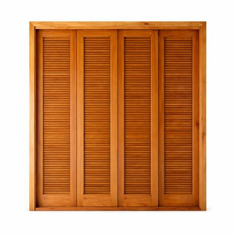 Porta Balcão de Madeira Maciça 2,14x1,40 Cx.14 com Fechadura 6folhas