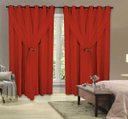 Ver imagem 1 de Cortina Voil com Forro Blackout PVC Vermelho 2,00M x 1,80M 100% Corta Luz com Ilhós Tabaco para Varã