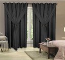 Ver imagem 1 de Cortina Voil com Forro Blackout PVC Preto 2,00M x 1,80M 100% Corta Luz com Ilhós Tabaco para Varão S