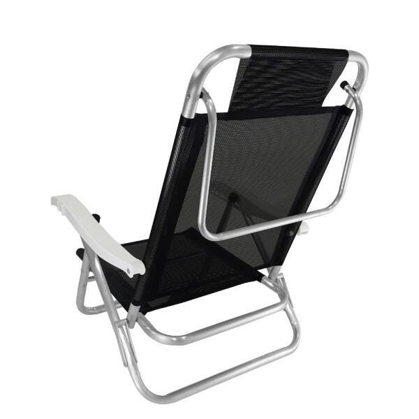 Cadeira de Praia Alumínio Reforçada 5 Posições Banho de Sol Preta Zaka 120 KG - 2