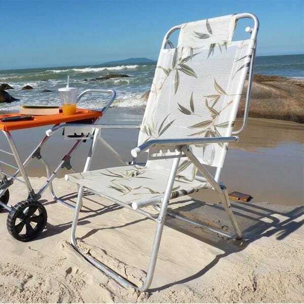 Cadeira de Praia Alumínio Reforçada 5 Posições Infinita UP Colors Bambu Zaka 120 KG - 7