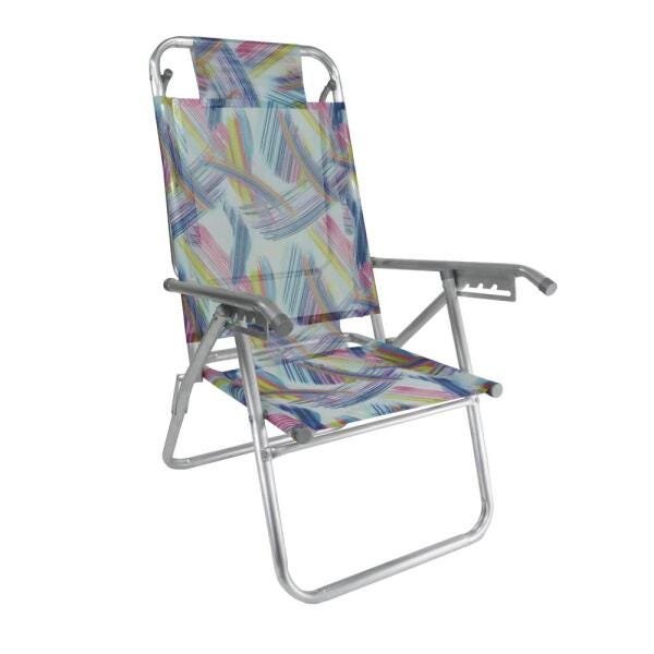 Cadeira de Praia Alumínio Reforçada 5 Posições Infinita UP Colors Aquarela Zaka 120 KG