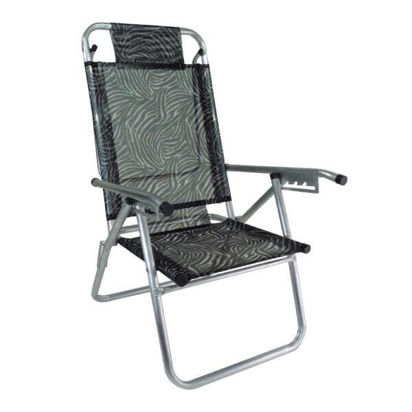Cadeira de Praia Alumínio Reforçada 5 Posições Infinita UP Colors Zebra Zaka 120 KG