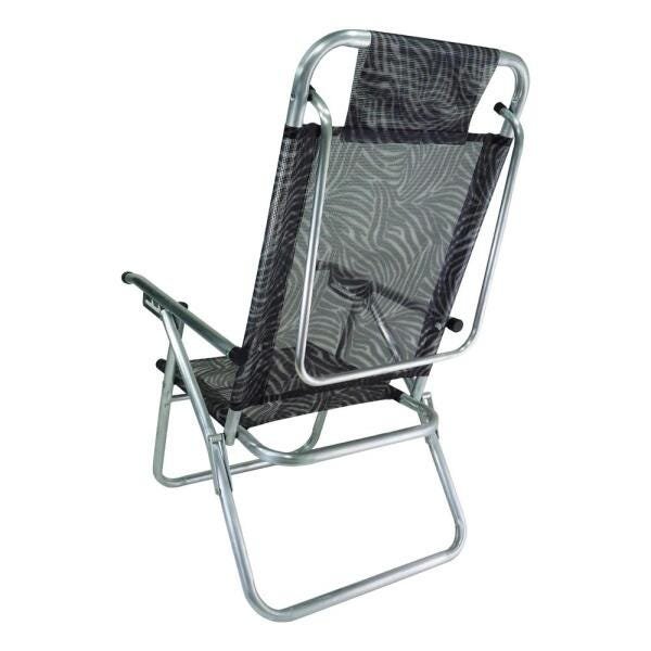 Cadeira de Praia Alumínio Reforçada 5 Posições Infinita UP Colors Zebra Zaka 120 KG - 2