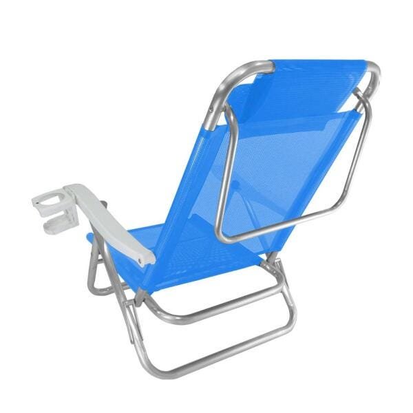Cadeira de Praia Alumínio Reforçada 5 Posições Top Line Azul Zaka 120 KG - 2