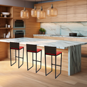 Ver imagem 6 de Kit 3 Bancos Quadrado Junco Argila para Bancada Alta Cozinha Área Gourmet Bistrô Piscina Bar