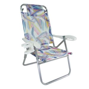 Cadeira de Praia Alumínio Up Line Aquarela Zaka 120 Kg 5 Posições