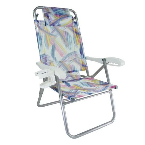 Cadeira de Praia Alumínio Up Line Aquarela Zaka 120 Kg 5 Posições