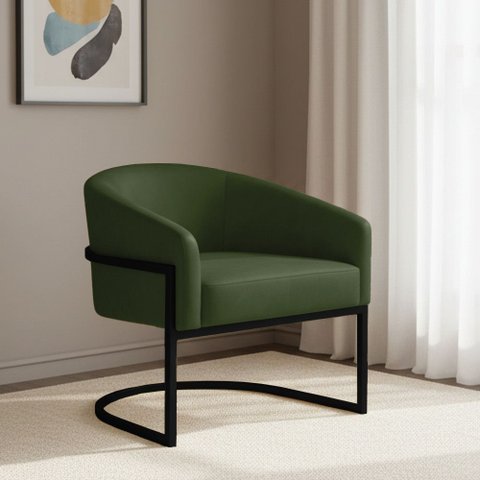 Poltrona Sala Decorativa Arielle Industrial Preto Sintético Pu D03 - D’Rossi