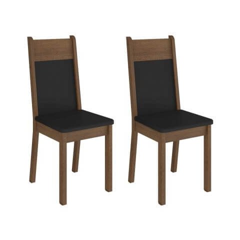 Kit 2 Cadeiras 4280 Madesa Rustic/Preto Cor:Rustic/Preto