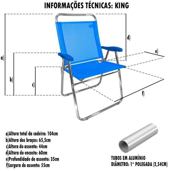 Cadeira Alumínio King Colors Aquarela Zaka Super Resistente 140kg - 3