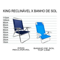 Cadeira Alumínio King Reclinável 140kg 5 Posições Marinho Zaka Super Resistente - 7