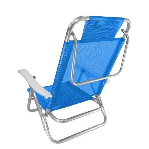 Cadeira de Praia Alumínio Reforçada 5 Posições Banho de Sol Azul Zaka 120 KG - 2