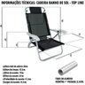 Cadeira de Praia Alumínio Reforçada 5 Posições Banho de Sol Azul Zaka 120 KG - 3