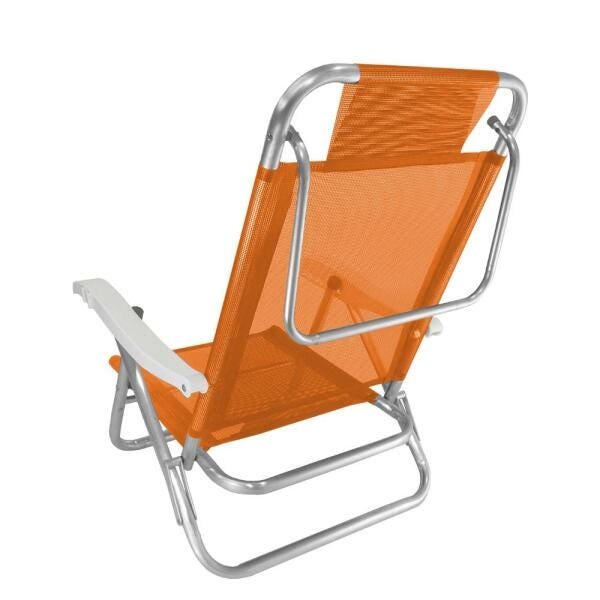Cadeira de Praia Alumínio Reforçada 5 Posições Banho de Sol Laranja Zaka 120 KG - 2
