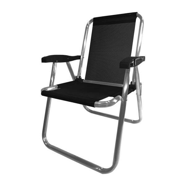 Cadeira Alumínio Plus Preta Zaka 120kg - 1
