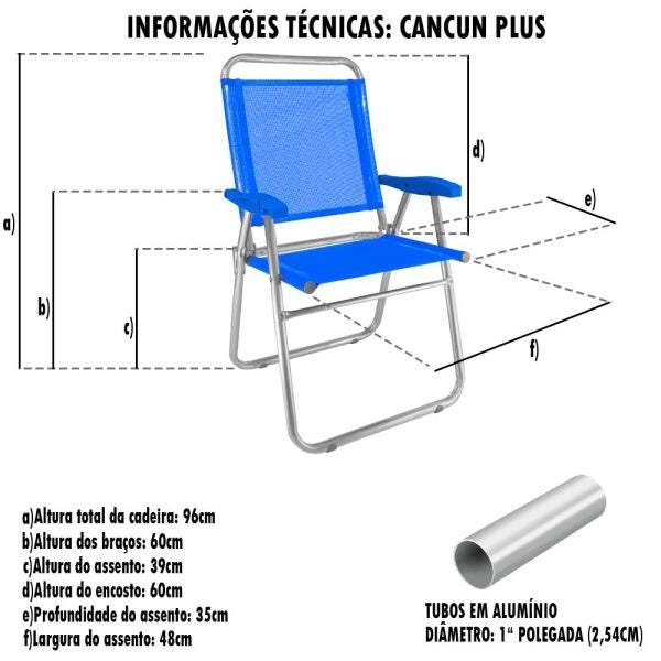 Cadeira Alumínio Reforçada Cancun Plus Colors Aquarela Zaka 120kg - 4