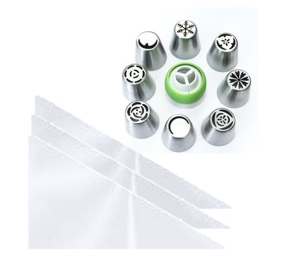 Kit 8 Bicos Adaptador Sacos Russo Para Decorar Bolo Cupcake - 1
