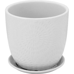 Cachepot em Cerâmica Branco com Prato Acoplado - 1 Cachepot em Cerâmica Branco com Prato Acoplado - 1