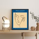 Ver imagem 2 de Quadro Poster Picasso Minimalista azul 33x24cm - com Vidro:madeira Preta