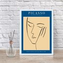 Ver imagem 1 de Quadro Poster Picasso Minimalista azul 33x24cm - com Vidro:madeira Preta