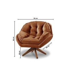 Poltrona Decorativa Califórnia com Base Giratória Suede - Terracota - 3