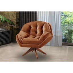 Poltrona Decorativa Califórnia com Base Giratória Suede - Terracota - 2