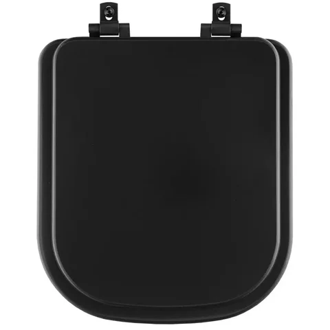 Assento Sanitário MDF Soft Close Quadra Preto Fosco para Vaso Deca com Ferragem Preta